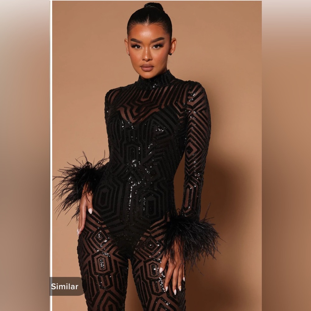 Fashion Nova Katrina Sequin Mesh Jumpsuit - Nova Luxe